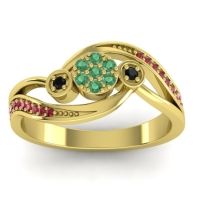Emerald Fashion Ring In 14k Yellow Gold With Black Onyx And Ruby – Caya Simple Ring