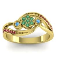 Emerald Fashion Ring In 14k Yellow Gold With Blue Sapphire And Ruby – Caya Simple Ring