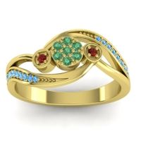 Emerald Fashion Ring In 14k Yellow Gold With Garnet And Blue Sapphire – Caya Simple Ring