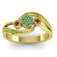 Emerald Fashion Ring In 18k Yellow Gold With Garnet And Peridot – Caya Simple Ring