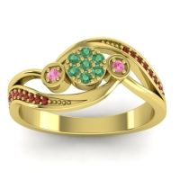 Emerald Fashion Ring In 18k Yellow Gold With Pink Tourmaline And Garnet – Caya Simple Ring