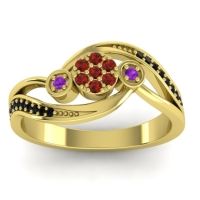 Garnet Fashion Ring In 18k Yellow Gold With Amethyst And Black Onyx – Caya Simple Ring