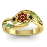 Garnet Fashion Ring In 14k Yellow Gold With Black Onyx And Emerald – Caya Simple Ring