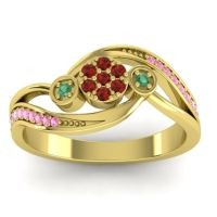 Garnet Fashion Ring In 18k Yellow Gold With Emerald And Pink Tourmaline – Caya Simple Ring