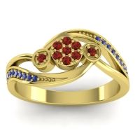 Garnet Fashion Ring In 18k Yellow Gold With Swiss Blue Topaz – Caya Simple Ring