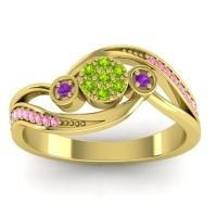 Peridot Fashion Ring In 18k Yellow Gold With Amethyst And Pink Tourmaline – Caya Simple Ring