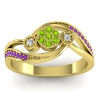 Peridot Fashion Ring In 18k Yellow Gold With Diamond And Amethyst – Caya Simple Ring