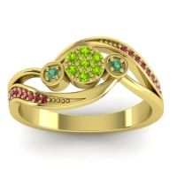 Peridot Fashion Ring In 18k Yellow Gold With Emerald And Ruby – Caya Simple Ring
