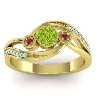 Peridot Fashion Ring In 18k Yellow Gold With Ruby And Aquamarine – Caya Simple Ring