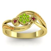 Peridot Fashion Ring In 18k Yellow Gold With Ruby And Citrine – Caya Simple Ring
