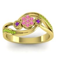 Pink Tourmaline Fashion Ring In 18k Yellow Gold With Amethyst And Peridot – Caya Simple Ring