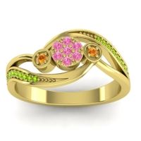 Pink Tourmaline Fashion Ring In 18k Yellow Gold With Citrine And Peridot – Caya Simple Ring