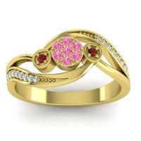 Pink Tourmaline Fashion Ring In 18k Yellow Gold With Garnet And Lab Diamond – Caya Simple Ring