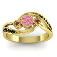 Pink Tourmaline Fashion Ring In 18k Yellow Gold With Ruby And Black Onyx – Caya Simple Ring
