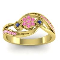 Pink Tourmaline Fashion Ring In 18k Yellow Gold With Swiss Blue Topaz – Caya Simple Ring