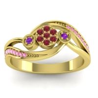 Ruby Fashion Ring In 18k Yellow Gold With Amethyst And Pink Tourmaline – Caya Simple Ring