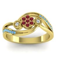 Ruby Fashion Ring In 18k Yellow Gold With Lab Diamond And Blue Sapphire – Caya Simple Ring