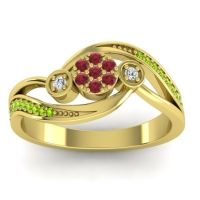 Ruby Fashion Ring In 18k Yellow Gold With Diamond And Peridot – Caya Simple Ring