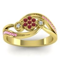Ruby Fashion Ring In 18k Yellow Gold With Lab Diamond And Pink Tourmaline – Caya Simple Ring