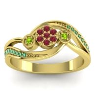 Ruby Fashion Ring In 14k Yellow Gold With Peridot And Emerald – Caya Simple Ring