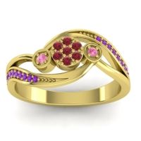 Ruby Fashion Ring In 18k Yellow Gold With Pink Tourmaline And Amethyst – Caya Simple Ring