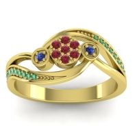 Ruby Fashion Ring In 14k Yellow Gold With Swiss Blue Topaz And Emerald – Caya Simple Ring