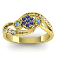 Swiss Blue Topaz Fashion Ring In 14k Yellow Gold With Blue Sapphire And Diamond – Caya Simple Ring