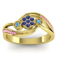 Swiss Blue Topaz Fashion Ring In 18k Yellow Gold With Blue Sapphire And Pink Tourmaline – Caya Simple Ring