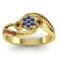Swiss Blue Topaz Fashion Ring In 18k Yellow Gold With Garnet – Caya Simple Ring