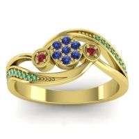 Swiss Blue Topaz Fashion Ring In 14k Yellow Gold With Ruby And Emerald – Caya Simple Ring