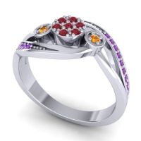 Simple Floral Pave Bypass Caya Ring