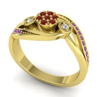 Simple Floral Pave Bypass Caya Ring