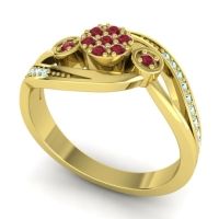 Simple Floral Pave Bypass Caya Ring