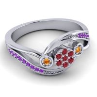 Simple Floral Pave Bypass Caya Ring