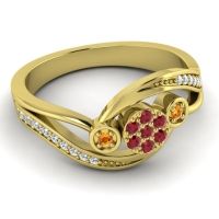 Simple Floral Pave Bypass Caya Ring