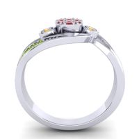 Simple Floral Pave Bypass Caya Ring