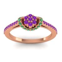 Amethyst Fashion Ring In 18K Rose Gold With Emerald – Pupsagiri Dainty Ring