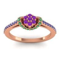 Amethyst Fashion Ring In 18K Rose Gold With Emerald And Blue Sapphire – Pupsagiri Dainty Ring