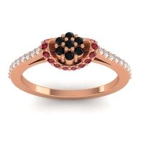 Black Onyx Fashion Ring In 18K Rose Gold With Ruby And Diamond – Pupsagiri Dainty Ring