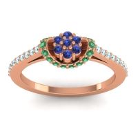 Blue Sapphire Fashion Ring In 18K Rose Gold With Emerald And Aquamarine – Pupsagiri Dainty Ring