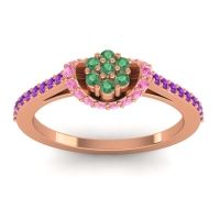 Emerald Fashion Ring In 14K Rose Gold With Pink Tourmaline And Amethyst – Pupsagiri Dainty Ring