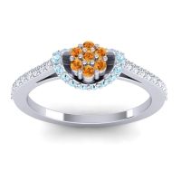 Citrine Fashion Ring In 14k White Gold With Aquamarine And Diamond – Pupsagiri Dainty Ring