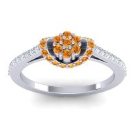 Citrine Fashion Ring In 14k White Gold With Diamond – Pupsagiri Dainty Ring