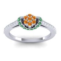 Citrine Fashion Ring In 14k White Gold With Emerald And Diamond – Pupsagiri Dainty Ring