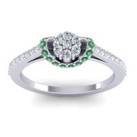 Lab Diamond Fashion Ring In 14k White Gold With Emerald And Diamond – Pupsagiri Dainty Ring