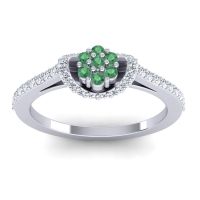 Emerald Fashion Ring In 14k White Gold With Lab Diamond And Diamond – Pupsagiri Dainty Ring