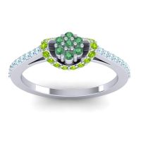 Emerald Fashion Ring In 14k White Gold With Peridot And Aquamarine – Pupsagiri Dainty Ring