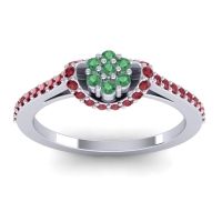 Emerald Fashion Ring In 14k White Gold With Ruby – Pupsagiri Dainty Ring