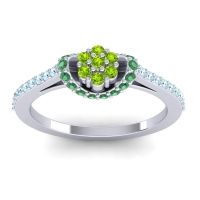 Peridot Fashion Ring In 14k White Gold With Emerald And Aquamarine – Pupsagiri Dainty Ring
