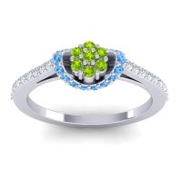 Peridot Fashion Ring In Palladium With Swiss Blue Topaz And Lab Diamond – Pupsagiri Dainty Ring